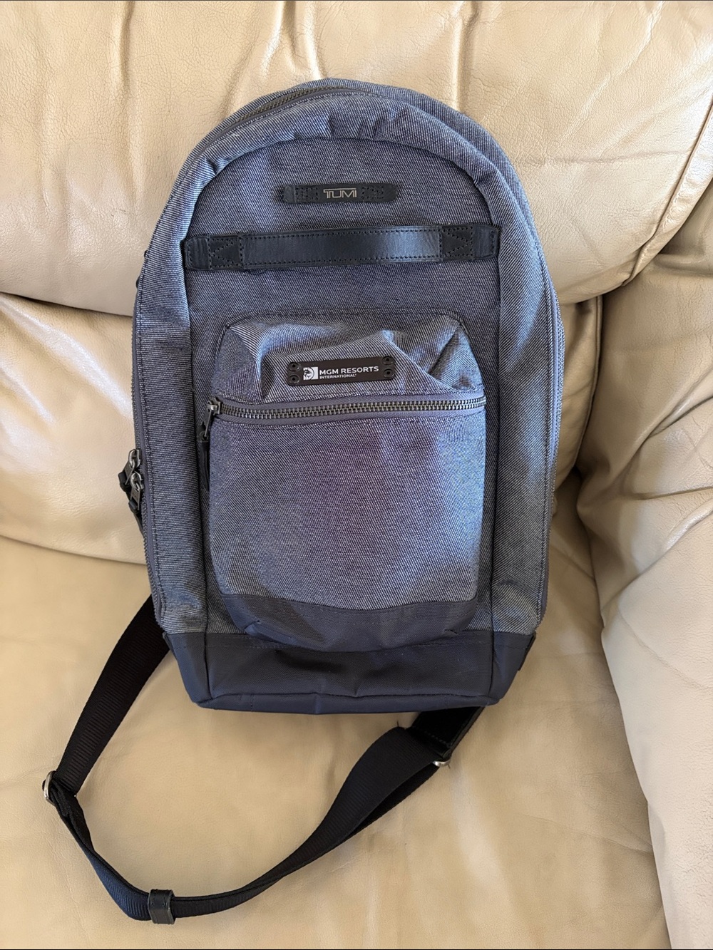 Tumi Blue-Gray Sling Backpack with Front Pocket -Has Never Been Used!